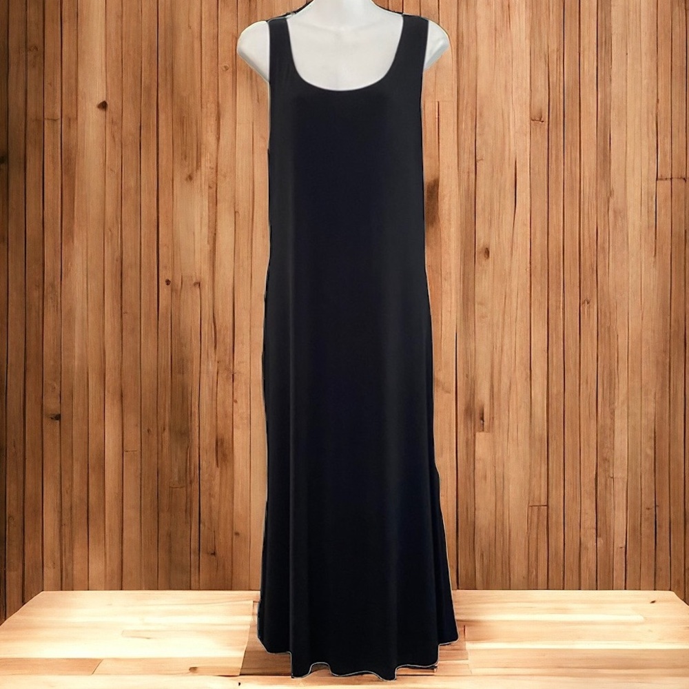 Bohemian boho chic black sleeveless flowy lounge cover up beach pool dress M